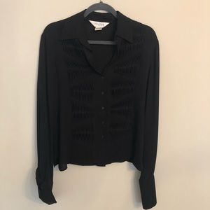 Black silk button down blouse